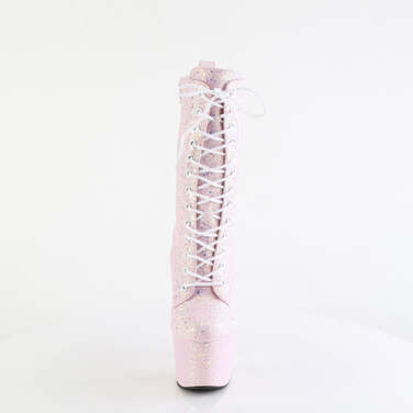 Ботильоны Adore-1040-IG *Каблук 7 дюймов, высота 2 3/4 дюйма, шнуровка, голографические блестки, розовые