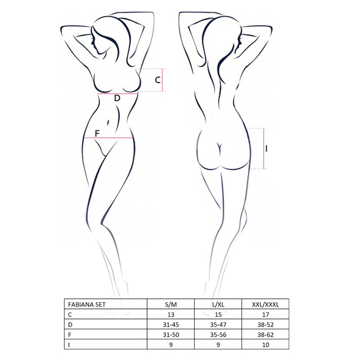 Комплект белья с поясом для чулок FABIANA SET red S/M - Passion