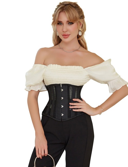 Корсет из сетки Star Night Steel Bones Grid Corsets с крючками и шнуровкой, черный, S (без коробки)