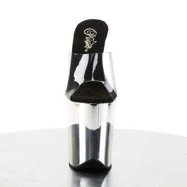 Шльопанці Flamingo-801 на підборі 8 дюймів, шльопанці PF 4 дюйми з хромованим дном, прозорий/сріблястий хром