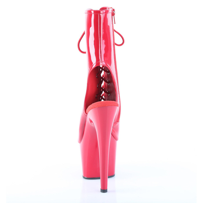 Ботильоны Adore-1016 с каблуком 7 дюймов, открытым носком и пяткой 2 3/4 дюйма, молнией сбоку, красные лакированные ботинки