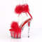 Босоніжки Pleaser Adore-724F на підборах 7 дюймів, з хутра марабу PF з манжетою на щиколотці 2 3/4 дюйма, з блискавкою ззаду, червоні
