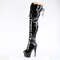 Чоботи Pleaser Adore-3022 на підборах 7 дюймів, чоботи зі шнурівкою спереду до стегна 2 3/4 дюйма, з блискавкою збоку, чорні