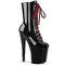 Чоботи Pleaser Xtreme-1020-1 **Чоботи до щиколотки Boots Xtreme-1020 на підборах 8 дюймів, 4 дюйми, двоколірні, зі шнурівкою, блискавка збоку, чорно-червоні шнурки**