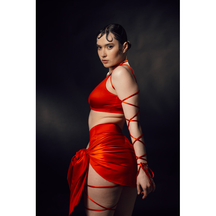 SKINN top Red silk_ червоний біфлекс шовк