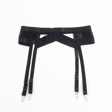 Комплект белья черный Star Night бюстье+стринги+пояс для чулков+гартеры, S