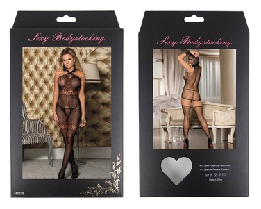 Комбінезон прозорий Star Night з декоративними переплетеннями та відкритим доступом, чорний