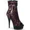 Чоботи Pleaser Delight-1008SQ *6-дюймовий каблук, 1 3/4-дюймовий відкритий носок з блискітками, бокова блискавка, бордові блискітки/чорний матовий колір