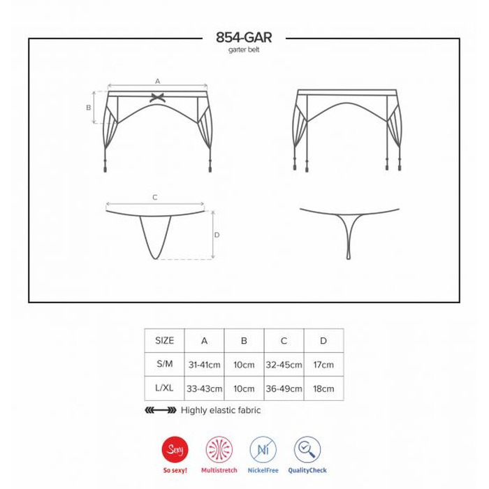 Пояс со стрингами черный Obsessive 854-GAR-1 L/XL