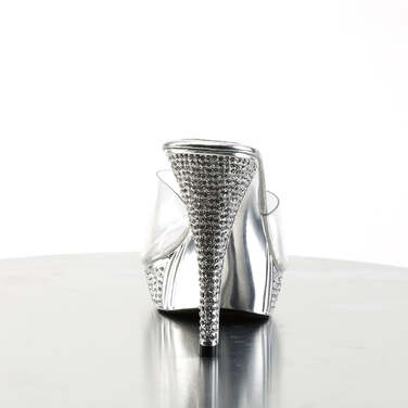 Шлёпанцы Elegant-401, каблук 4 1/2 дюйма, шлёпанцы PF 1 дюйм с RS, прозрачный/серебристый хром