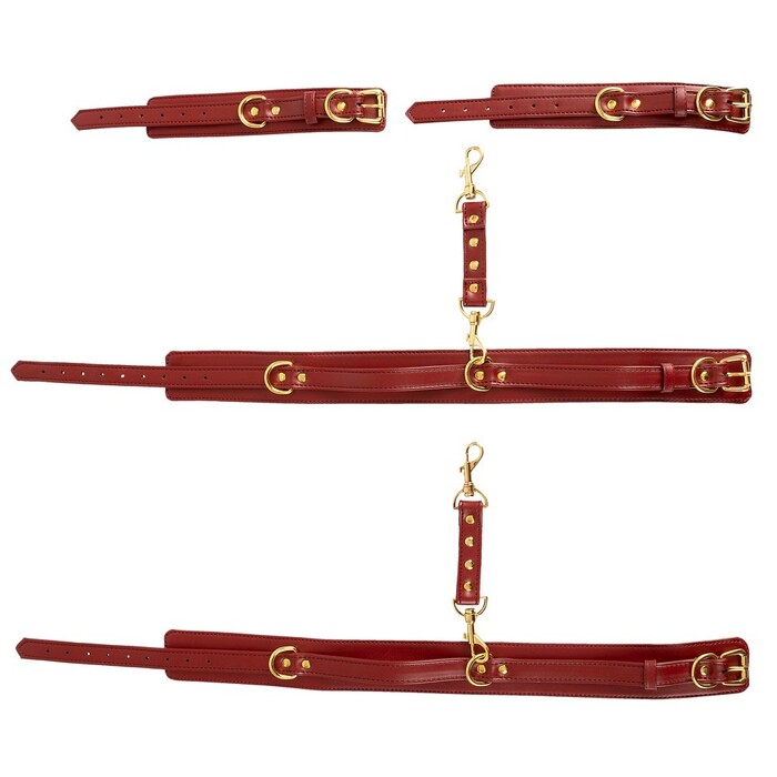 Наручники и набедренные фиксаторы Bad Kitty красные