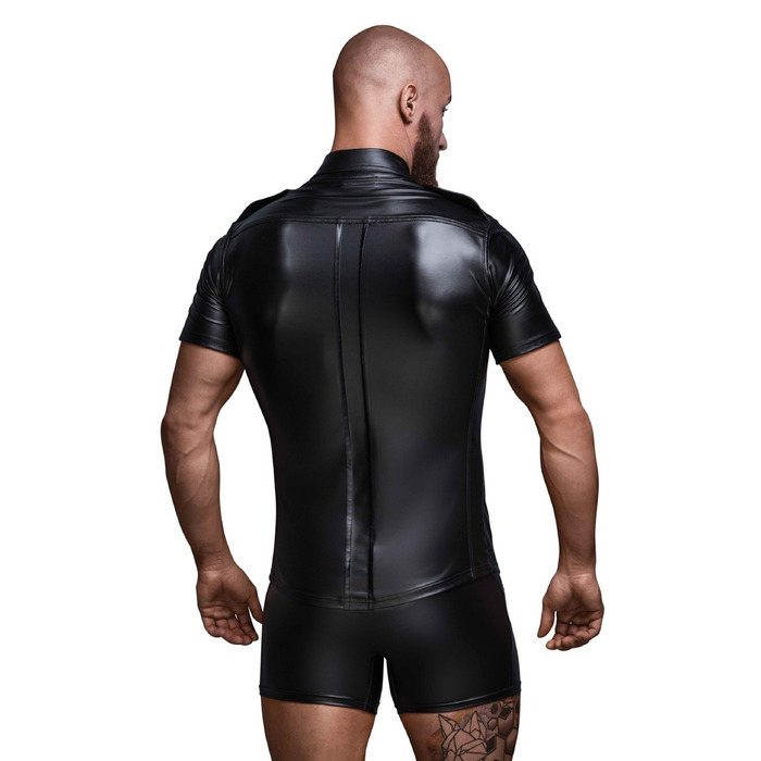 Рубашка мужская на заклепках Noir Handmade H011 виниловая черная, S