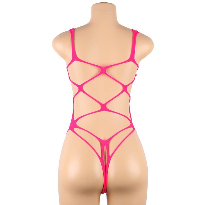 Бодистокинг в крупную сетку Star Night с открытым бюстом и доступом, черный (без коробки)