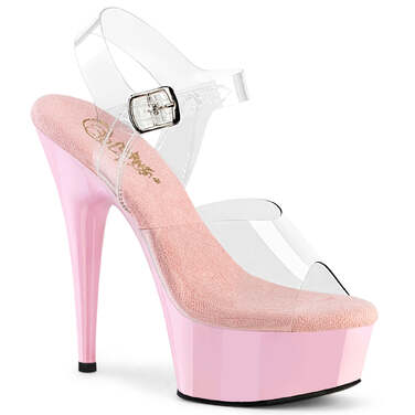 Босоніжки Delight-608 на підборах 6 дюймів, босоніжки з ремінцем на щиколотці 1 3/4 дюйма, прозорі/рожеві