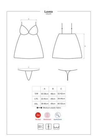 Сорочка с ажурным лифом и стрингами в комплекте Obsessive Luvae черный, S/M