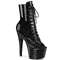 Ботинки Pleaser Adore-1021GP, каблук 7 дюймов, 2 3/4 дюйма, открытый носок, шнуровка, молния сбоку, чёрные блестки