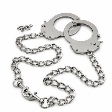 Наручники металеві DS Fetish з подовженим ланцюгом на карабінах, срібні