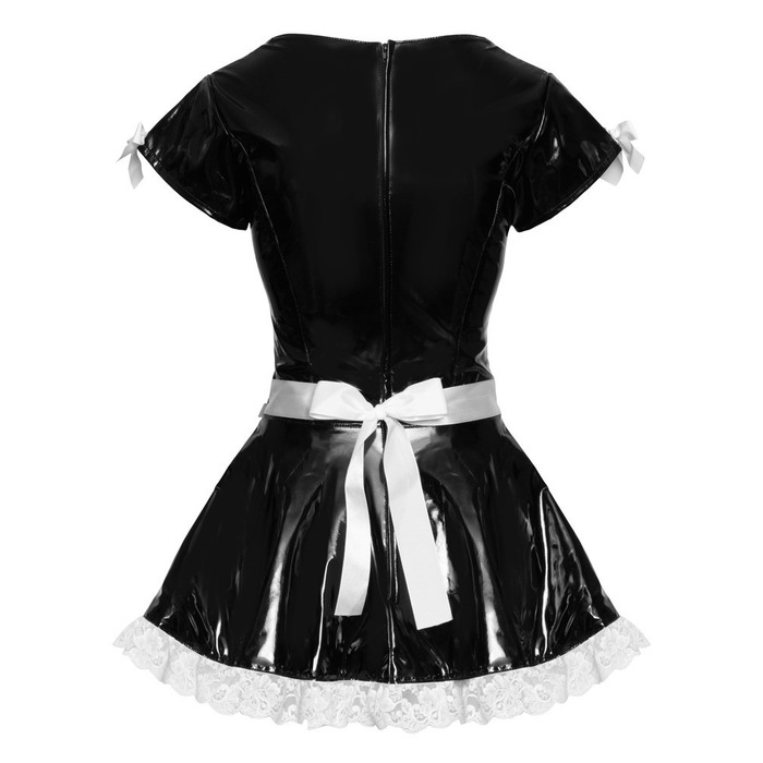 Костюм секси горничной Black Level Vinyl Maid's Dress, S, черное