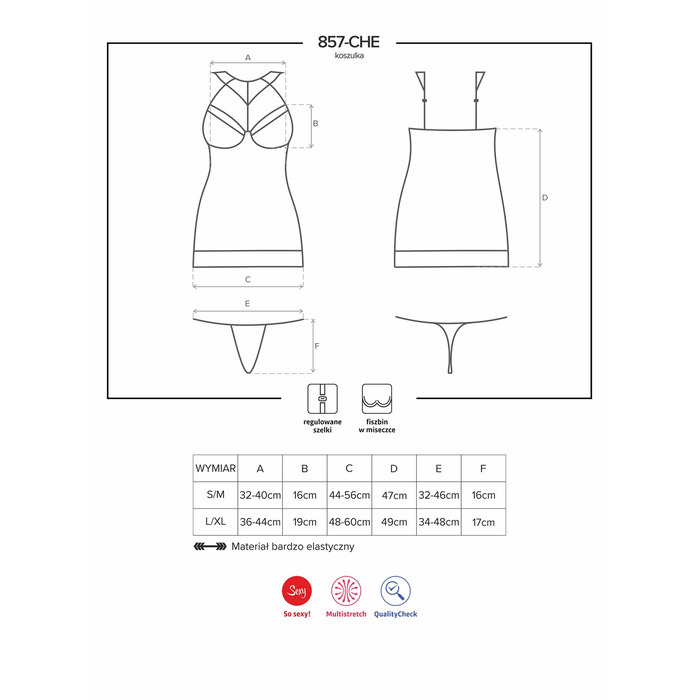 Пеньюар Obsessive 857-CHE-1 chemise S\M Чорний