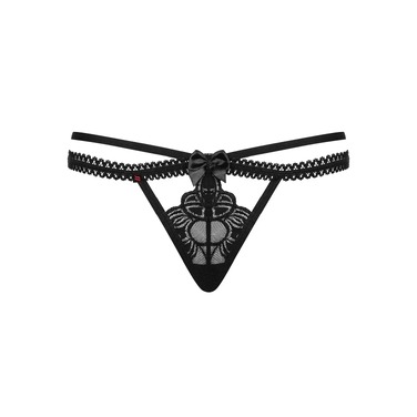 Стринги кружевные Obsessive Wonderia черные, L/XL