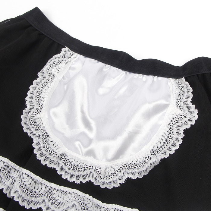 Костюм покоївки Star Night боді, спідниця міні з мереживом, обруч, чорний-білий, S