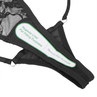 Мереживні стрінги StarNight з прикрасами стразами, чорні, S