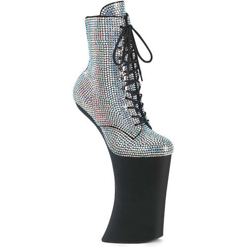 Boots Forbidden-1020RS, ботильоны без каблука 11 дюймов, высота 6 1/4 дюйма, декорированные, боковая молния, серебристые стразы/черные