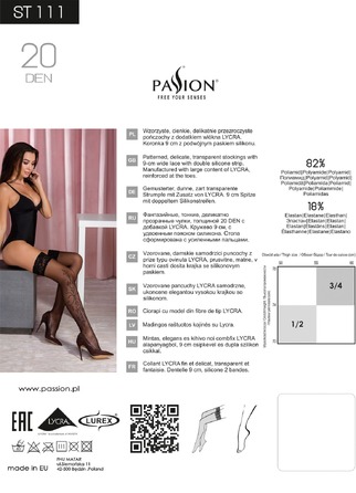 Чулки ST111 черные с узором, 1/2 (20 den) - Passion