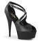 Босоніжки Pleaser Delight-621 *6 дюймів на підборах, 1 3/4 дюйма з відкритим носком, чорні, з веганської шкіри/чорні