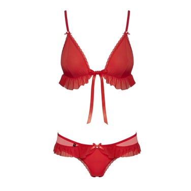 Новогодний костюм Снегурочки Obsessive 851-CST-3 красный, 4 предмета, S/M