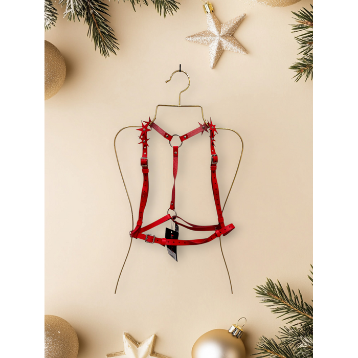 Портупея Candy Hero Star з декоративними елементами у вигляді зірочок, екошкіра, червона