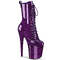 Ботинки Pleaser Flamingo-1040GP, каблук 8 дюймов, 4-дюймовые PF-ботинки со шнуровкой спереди, молния сбоку, фиолетовые