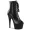 Чоботи Pleaser Adore-1021 на підборах 7 дюймів, чоботи на шнурівці з відкритим носком 2 3/4 дюйма, чорні шкіряні, з блискавкою збоку