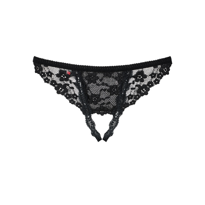 Мереживні трусики з доступом Letica crotchless thong black L/XL - MINI