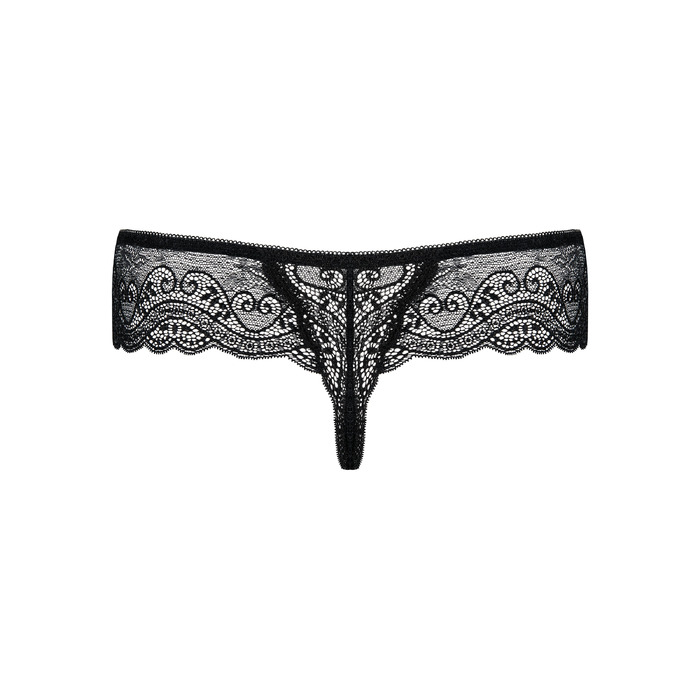 Трусики мереживні стрінги чорні Obsessive Miamor S/M