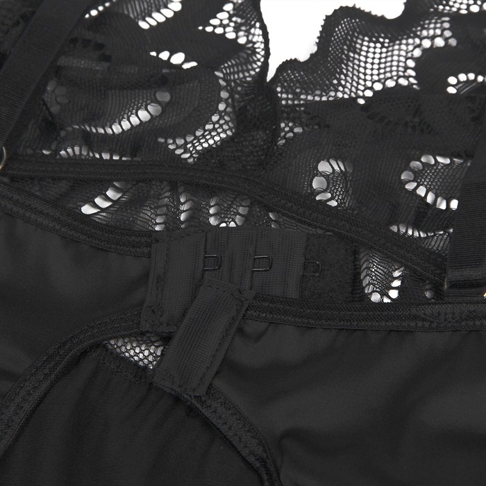 Пеньюар кружевной Star Night с трусиками, черный, M