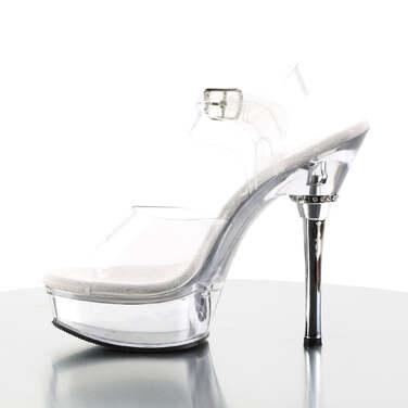 Босоніжки Allure-608 на підборах 5 1/2 дюйма, 1 1/2 дюйма, з хромованим підбором та ремінцем на щиколотці, прозорі