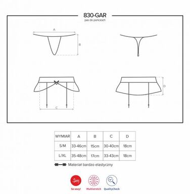 Пояс для чулок черный Obsessive 830-GAR-1 garter belt S/M