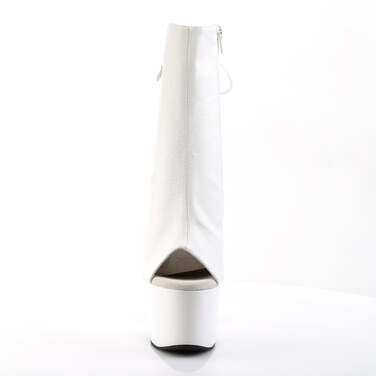 Ботильоны Adore-1018 с каблуком 7 дюймов, открытым носком и пяткой 2 3/4 дюйма, молнией сбоку, белая искусственная кожа/белый цвет