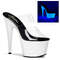 Шльопанці Pleaser Adore-702UV на підборах 7 дюймів, шльопанці 2 3/4 дюйма з PF, прозорі/білі