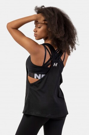 Майка Sleeveless Loose Cross Back Tank Top 'Feeling Good' Black 419