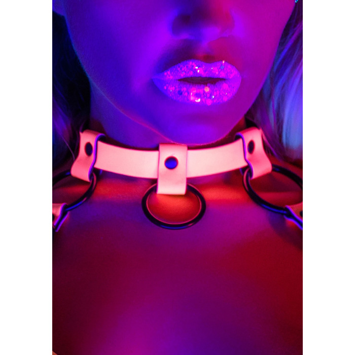 Портупея в виде бюстье с открытыми чашками Taboom Glow In The Dark флуорисцентная, L/XL