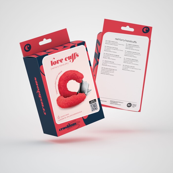 Наручники Love Cuffs Crushious металеві, з червоним хутром