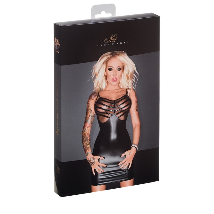 Платье эротическое с сеткой на груди Noir Handmade F078 черное, L