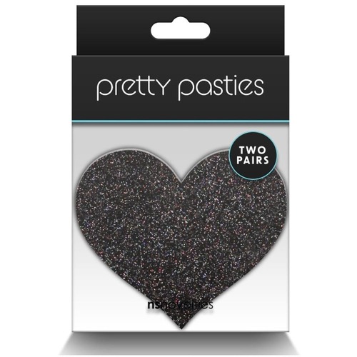 Набор из 2-х пар пестисов в форме сердца NS Novelties Pretty Pasties Glitter Hearts, черный/золотой