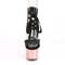 Босоножки Pleaser Adore-700-14, каблук 7 дюймов, 2 3/4 дюйма, шнуровка спереди, чёрная искусственная кожа/розовое золото