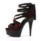 Босоножки Pleaser Delight-678LC. Каблук 6 дюймов, 3,5 см, ремни крест-накрест на щиколотке, цвет красный/черный.