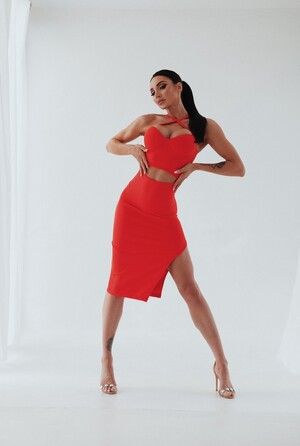 Плаття Fitzona RED DRESS WITH NECK DETAIL AND ZIPPER