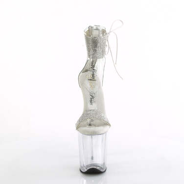 Босоножки Flamingo-827RS *Каблук 8 дюймов, манжета на щиколотке 4 дюйма, босоножкии с PF, молния сзади, прозрачный/серебристый