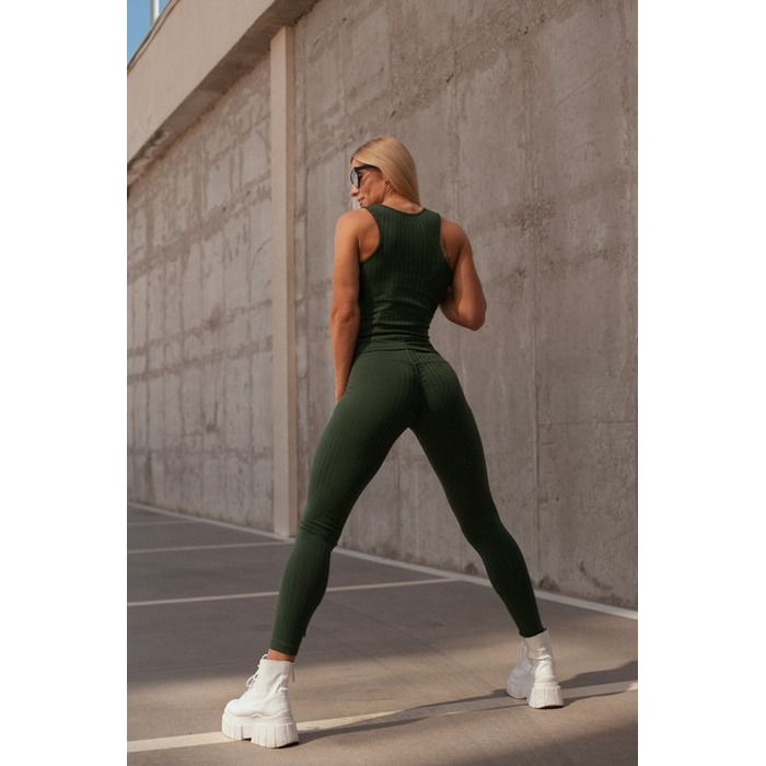 Легінси Organic Cotton Ribbed High-Waist Leggings 405 Dark Green